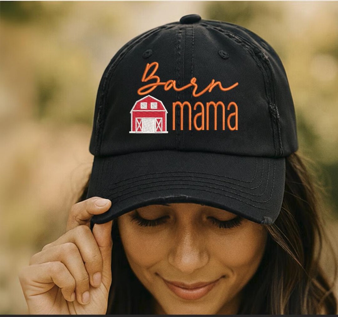 Embroidered Barn Mama Hat, Distressed Cap for Barn Boss - Etsy