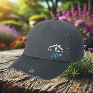 Real Estate Life Hat, Distressed cap,real estate agent gift, realtors hat,real estate gift, realtor mom gift,  realtorgift, realtor clothing