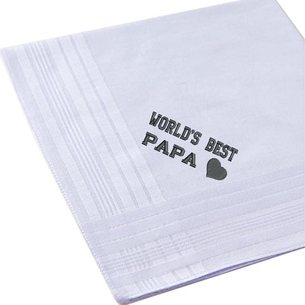 World's best papa handkerchief,papa handkerchief, handkerchief for papa, grandpa handkerchief, grandpa Gift