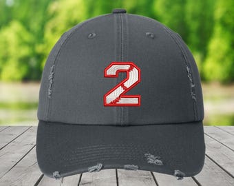 Custom Baseball Number Hat: Distressed Cotton Jersey Style
