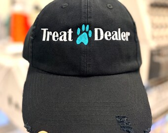 Treat Dealer Funny Dog Hat, Embroidered Paw Print Cap, Dog Mom Walk  Gift