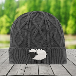 Sheep Embroidered Beanie,Sheep Winter Hat, Sheep Lover Gift, Farm Animal Beanie, Farm Life Hat, Farm Lover Hat, Farm Girl Beanie, Sheep Mama