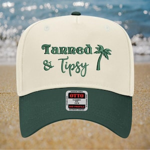 Casquette trucker bronzée et éméchée, chapeau de plage drôle, chapeau de vacances d&#39;été, snapback brodé, cadeau d&#39;enterrement de vie de jeune fille
