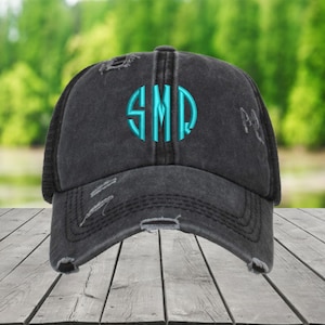 Custom Distressed Hat | High Ponytail hat | Messy Bun Hat | Monogrammed Hat | Custom Embroidered Hat | Design your own hat | Sports Hat