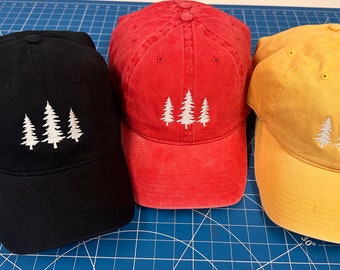 Embroidered Pine Tree Hat: Outdoor Cap for Nature Lover
