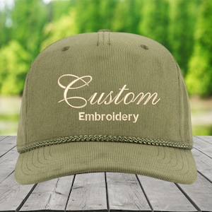 Embroidered Corduroy Hat With Rope, Vintage Corduroy Hat, Corduroy Embroidered Hat, Personalized Corduroy Hat, SnapBack Hat with Rope