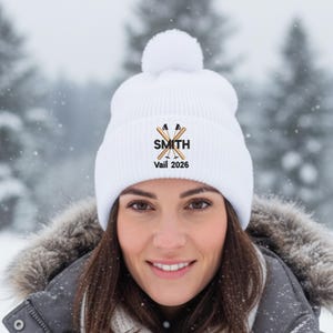 Custom Ski Beanie, Winter Hat for Ski Trips & Reunions