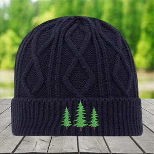 Pinetree Beanie, Forest Beanie, Outdoor Beanie, Camping Winter Hat, Hiking Winter Beanie, Hiking  Gift, Camping Gift, Embroidered Beanie