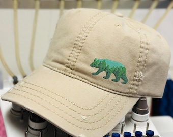 Embroidered Bear Forest Hat: Nature Hiking Camping Cap