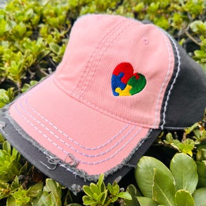 Autism Heart Hat, distressed cap, autism awareness hat, autism support hat, autism mom hat, autism acceptance hat, autism teacher gift