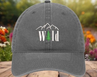 Chapeau brodé en pin sauvage des montagnes : casquette d'aventure en plein air