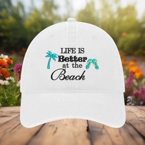 Life Is Better At The Beach Hat, Beach Hat, Vintage Summer Hat, Summer Beach Cap, Coastal Vacation  Hat, Beach Vacation Hat, Beach Party Hat