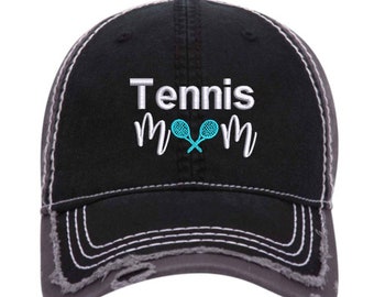 Tennis mom hat, tennis mom distressed hat, Tennis game day hat, womens Tennis  hat, Tennis Mom Gift,Tennis player hat