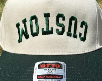 Custom Upside Down Text Hat, Rally Retro Baseball Cap with Optional Rope Colors