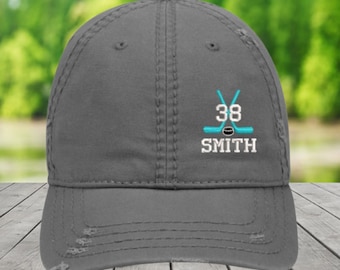 Custom Hockey Number and Name Hat | Hockey Gift | Hockey Number Hat | Hockey Name Hat | Hockey Jersey Number | Hockey Game Hat | Hockey Team