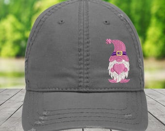 Gorro de gnomo de San Valentín bordado: gorro de papá de algodón desgastado