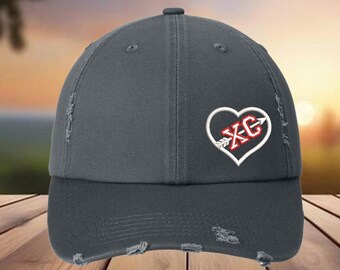 Cross Country Heart Dad Hat: Embroidered Cotton Twill