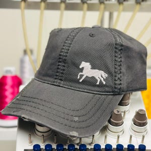 Running Horse Hat, Distressed cap, Horse Cap, Equestrian Hat, Equestrian Gift, Horse Rider Hat, Horse Lover hat, Rodeo Girl hat