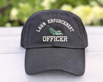 Funny Lawn Enforcement Officer Hat, Dad Joke Gardening Cap, Lawn Care Landscaper Gift