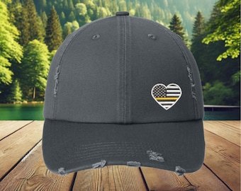 Gorra con forma de corazón de línea fina dorada: gorra desgastada de despachador del 911