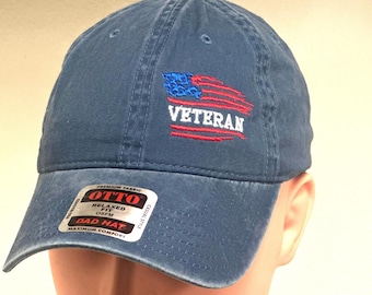 Gorra de veterano con bandera de EE. UU. bordada en algodón