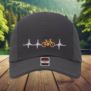 Bike Heartbeat Cycling Hat, Bike Cap for Cyclists, Embroidered Bicycle Hat, Perfect Gift for Bikers, Funny Workout Hat,Cycling Cap