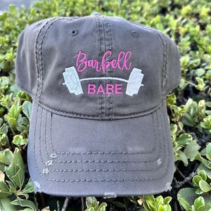 Barbell Babe Hat, Gym Hat, Barbells Hat, Workout Hat, Gym Hat, Fitness Hat, Girls Who Lift, Weightlifting Hat, Crossfit Hat, Training  Hat
