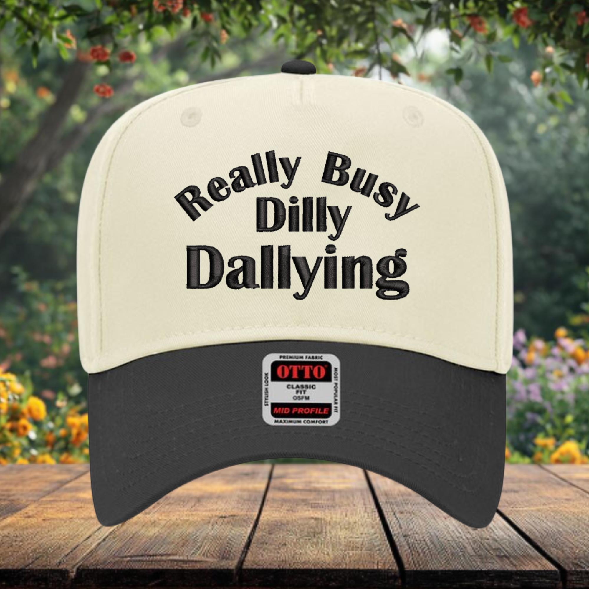 OTTO Black Trucker Hat with Cream Embroidered \'Really Busy Dilly Dallying\' Really Busy Dilly-dallying Embroidered Snapback Trucker Hat  main image 3