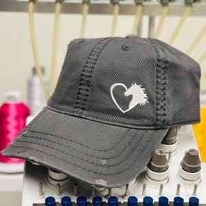 Horse Heart Hat, Distressed baseball cap, Horse lover gift, Equestrian Hat, Equestrian Gift, Horse Jumper Hat, horse gift, Rodeo Girl hat