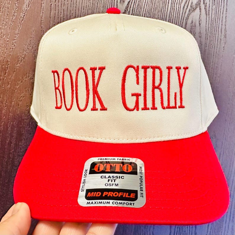 Book Girly Hat: Embroidered Cotton Blend Snapback image 1