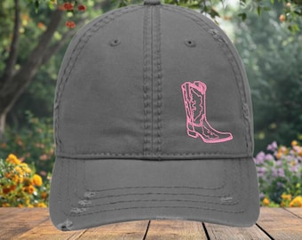 Distressed Cowboy Boot Hat: Western Rodeo Cowgirl Cap