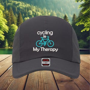Cycling is My Therapy Cycling Hat, Funny Bike Cap for Cyclists, Embroidered Bicycle Hat, Perfect Gift for Bikers,Funny Workout Hat