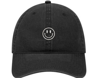Happy face hat, smiley face hat, Be happy Hat, happy face cap, Smile baseball cap, be positive hat, encourage hat, happy face, smile hat