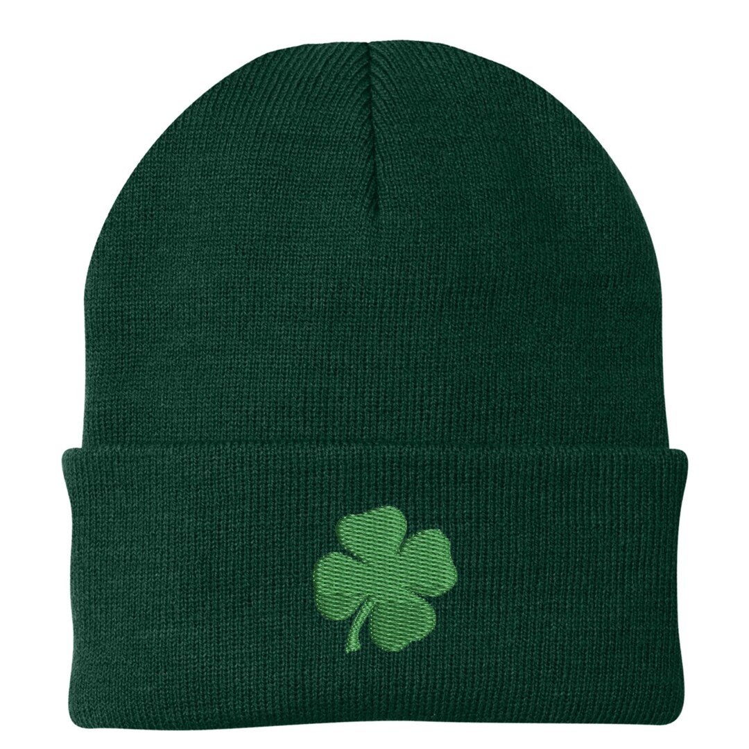 Lucky Brand Rifle Green Knit Beanie OS Patch Clover NWT Shamrock 90 Embroidery Lucky Brand Rifle Green Knit Beanie OS Patch Clover NWT  main image 2