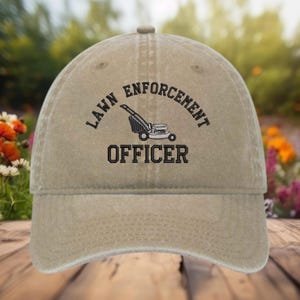 Funny Lawn Mower Hat, Lawn Enforcement Officer Hat, Funny Cap for Lawn Lovers, Yard Work Joke Gift, Gardening Hat, Lawn Care Cap