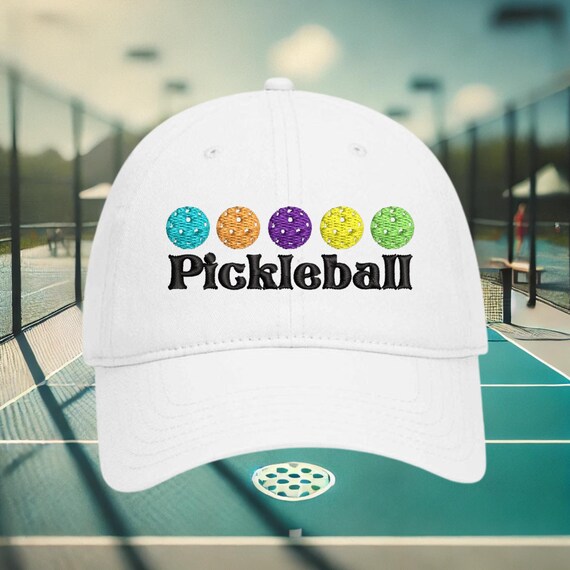Pickleball Embroidered Baseball Cap Adjustable Cotton Sporty Unisex Hat Pickleball Hat - Frasier Sterling Cream/Rainbow: Cotton  main image 3