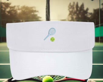 Tennis Racket and Ball Visor, Embroidered Sports Cap