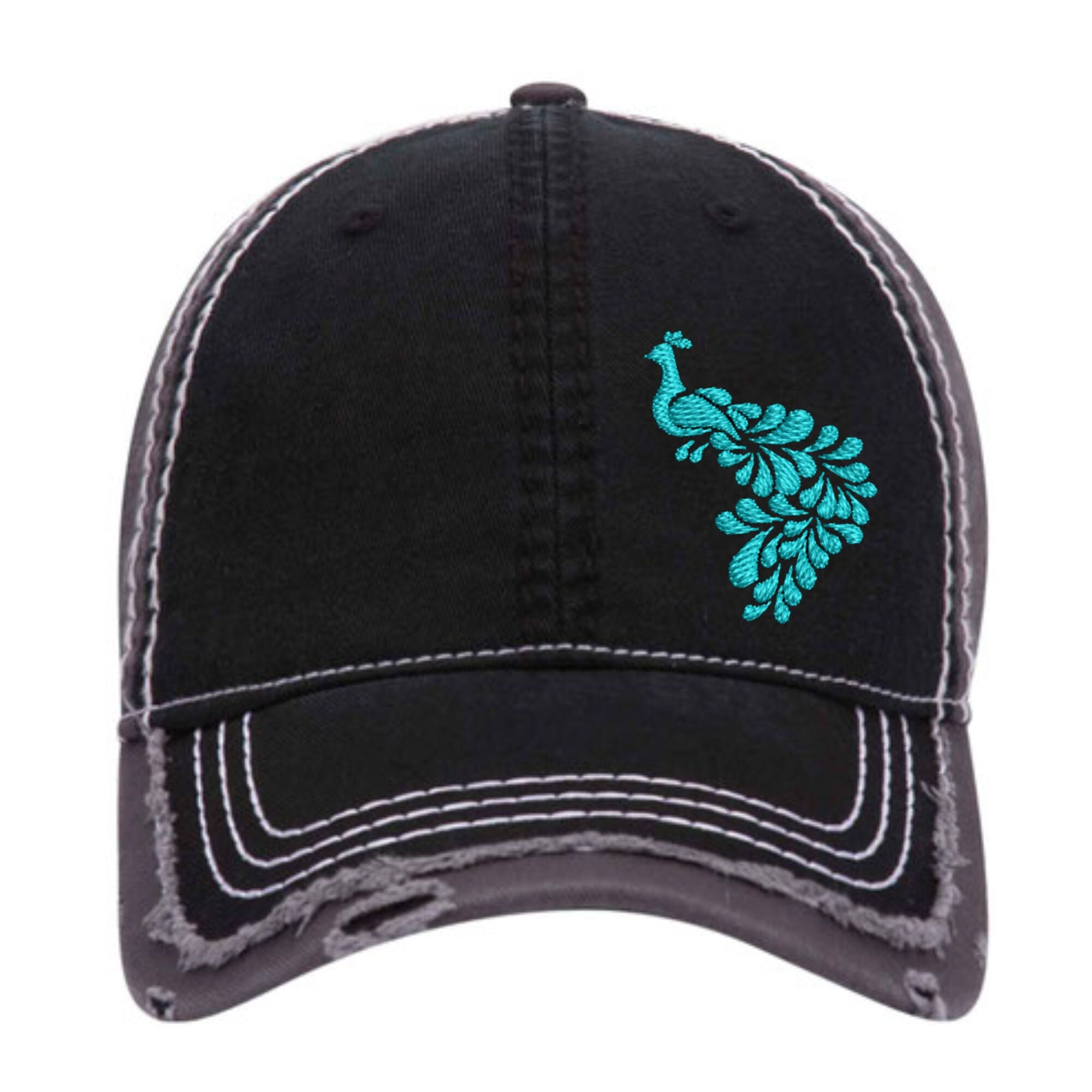 Embroidered Peacock Distressed Cap: Nature Lover Gift - Etsy 