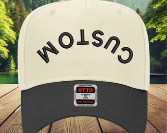 Custom Upside Down Trucker Hat, Flipped Text Hat, 2 Tone Embroidered Trucker Hat, Custom Trucker Hat, Reversed Hat, 5 Panel Snapback Trucker