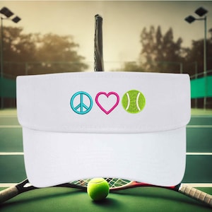 Peace Love Tennis Visor: Embroidered Tennis Gift