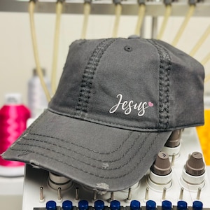 Jesus hat, Distressed  Christian Cap, Faith hat, Love Jesus hat, Christian gift, love Jesus hat, Religious cap, Jesus and heart