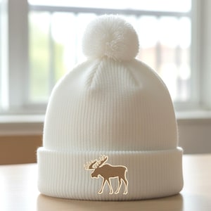 Original-Hand made-Festive Deer Winter Hat NEW ski snowboarding warm mountain meet the powder babe beanie ? super cozy hat for my ski and  main image 4