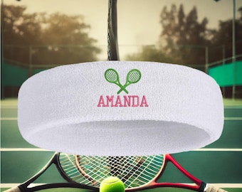 Embroidered Tennis Headband: Custom Name Athletic Sweatband