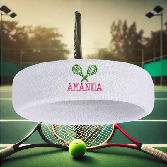Embroidered Tennis Headband: Custom Name Athletic Sweatband