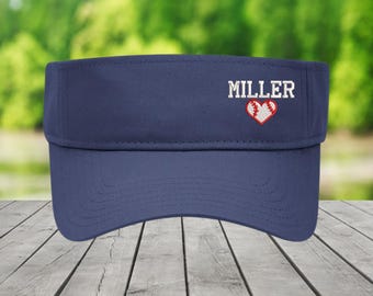 Personalized Baseball Heart Visor: Custom Name & Number