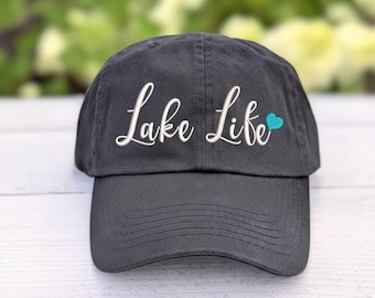 Lake Life Hat, Embroidered Boating Cap, Nautical Gift for Boat Owners, Summer Vacation Apparel
