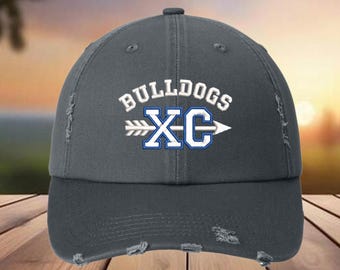 Embroidered Cross Country Hat: Distressed Cotton XC Cap