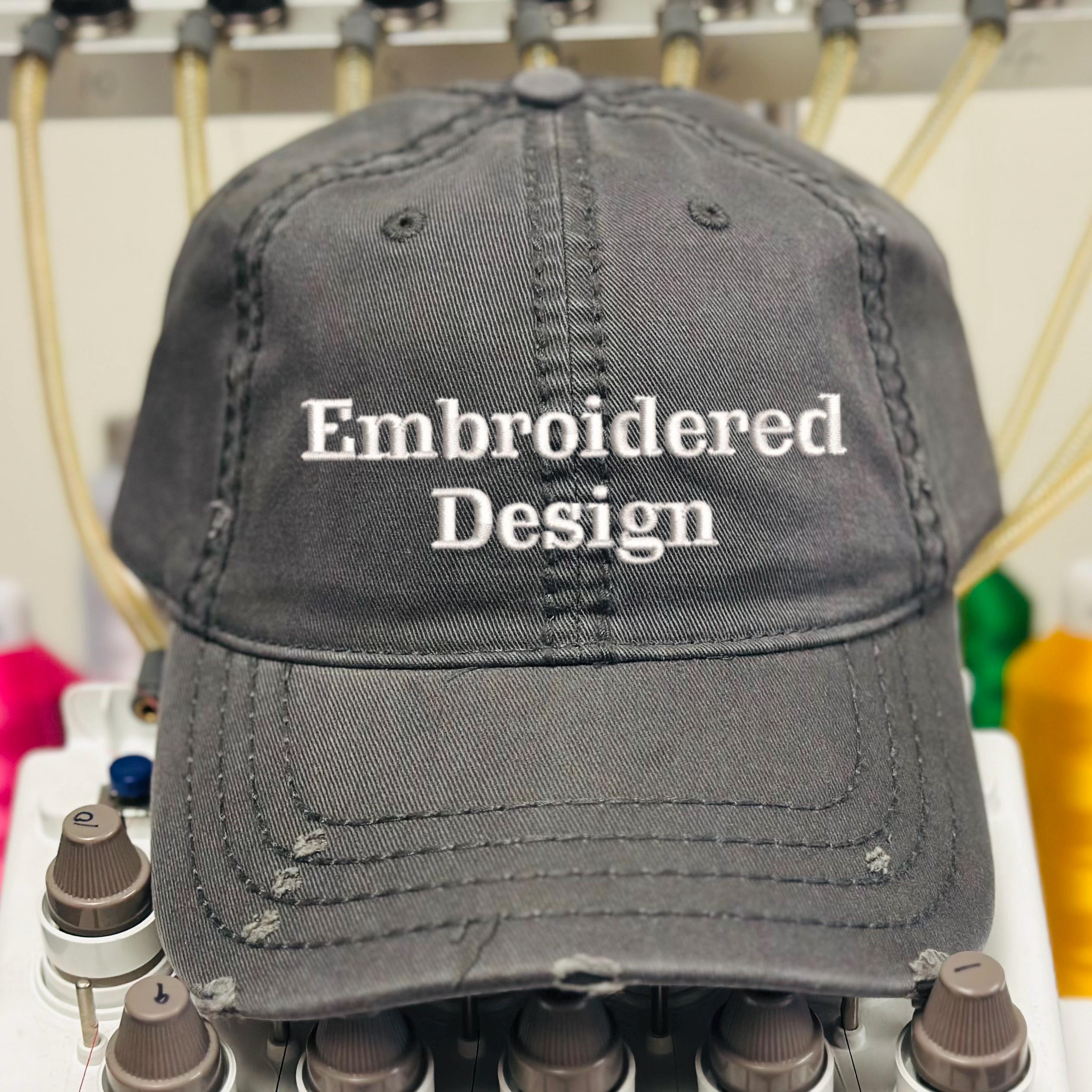 New Custom Designed Gray Distressed Baseball Cap with Dream On, Adjustable. Yes, Chef Providence Vintage Baseball Cap | Dad Caps main image 2