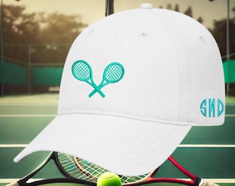 Monogrammed Tennis Hat, Tennis Gift, Tennis Player Hat, Tennis Team Hat, Preppy Sports Gift,Women’s Tennis Hat, Country Club Tournament Hat
