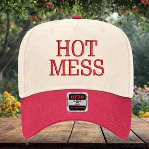 Hot Mess Hat,Funny Embroidered Trucker Cap, Sassy Quote Hat for Women, Trendy 2Tone Baseball Cap, Mom Life Hat, Gift for Her, BFF Gift